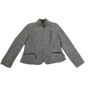 TALBOTS Jacket Lana Women Size 14 Brown Plaid Wool Blazer Zip Complete Vintage